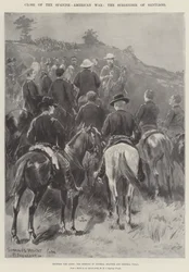 Ende des Spanisch-Amerikanischen Krieges, die Kapitulation von Santiago, zwischen den Linien, das Treffen von General Shafter und General Toral